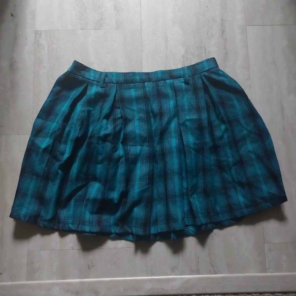 Teal Plaid Skirt
